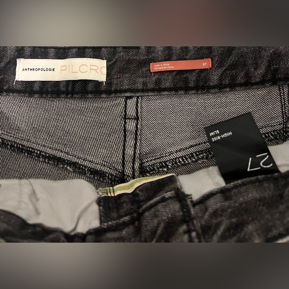Anthropologie Pilcro Black Gray Silver Rhinestone High Rise Slim Jeans - Picture 5 of 5